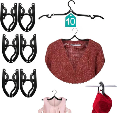 10 Perchas Viaje Plegables Negro para Crucero Camping