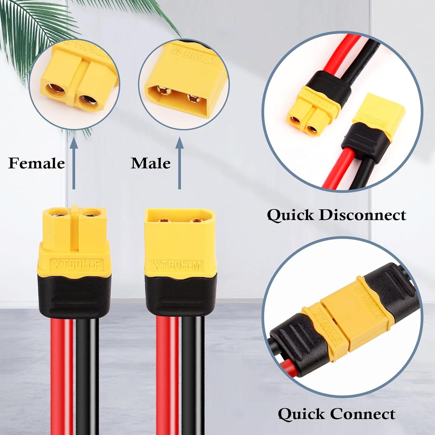 Cable extensión XT60 12 AWG 25ft conector batería RC