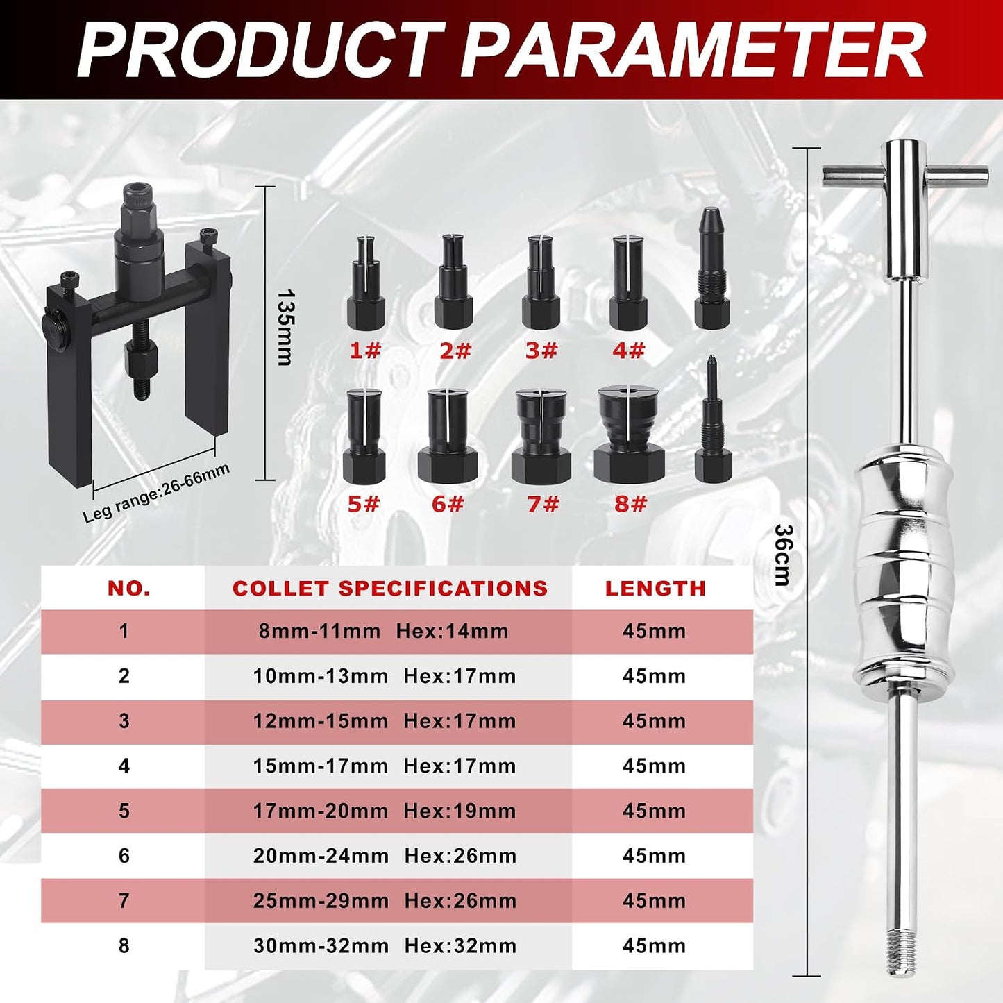 Kit 12 Pzas Extractor Rodamientos Motocicleta