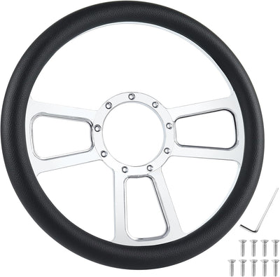 Volante cuero 14" universal aluminio 3 radios GM 67-94