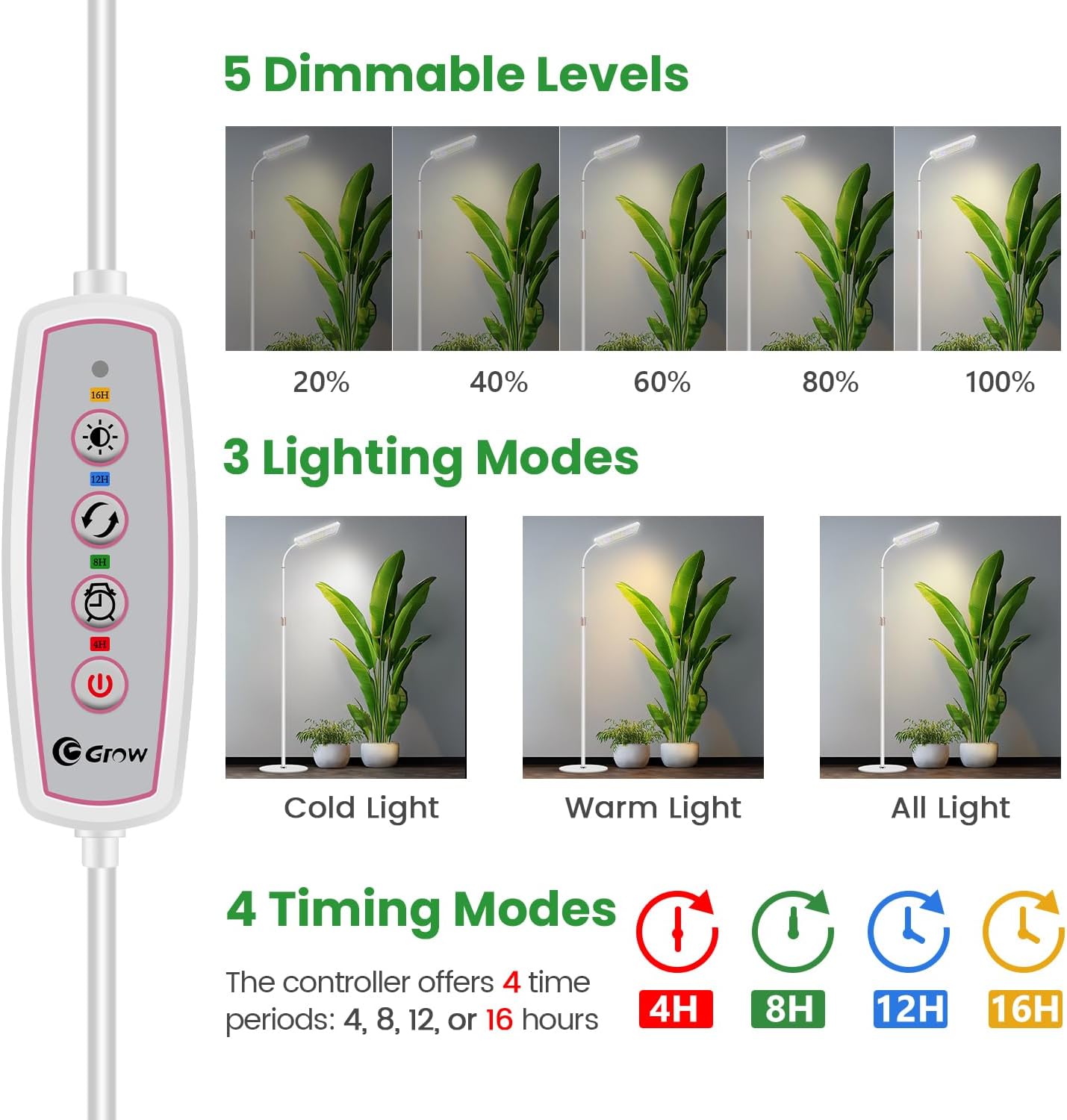 Luz cultivo interior 153 LED espectro completo 61-173cm