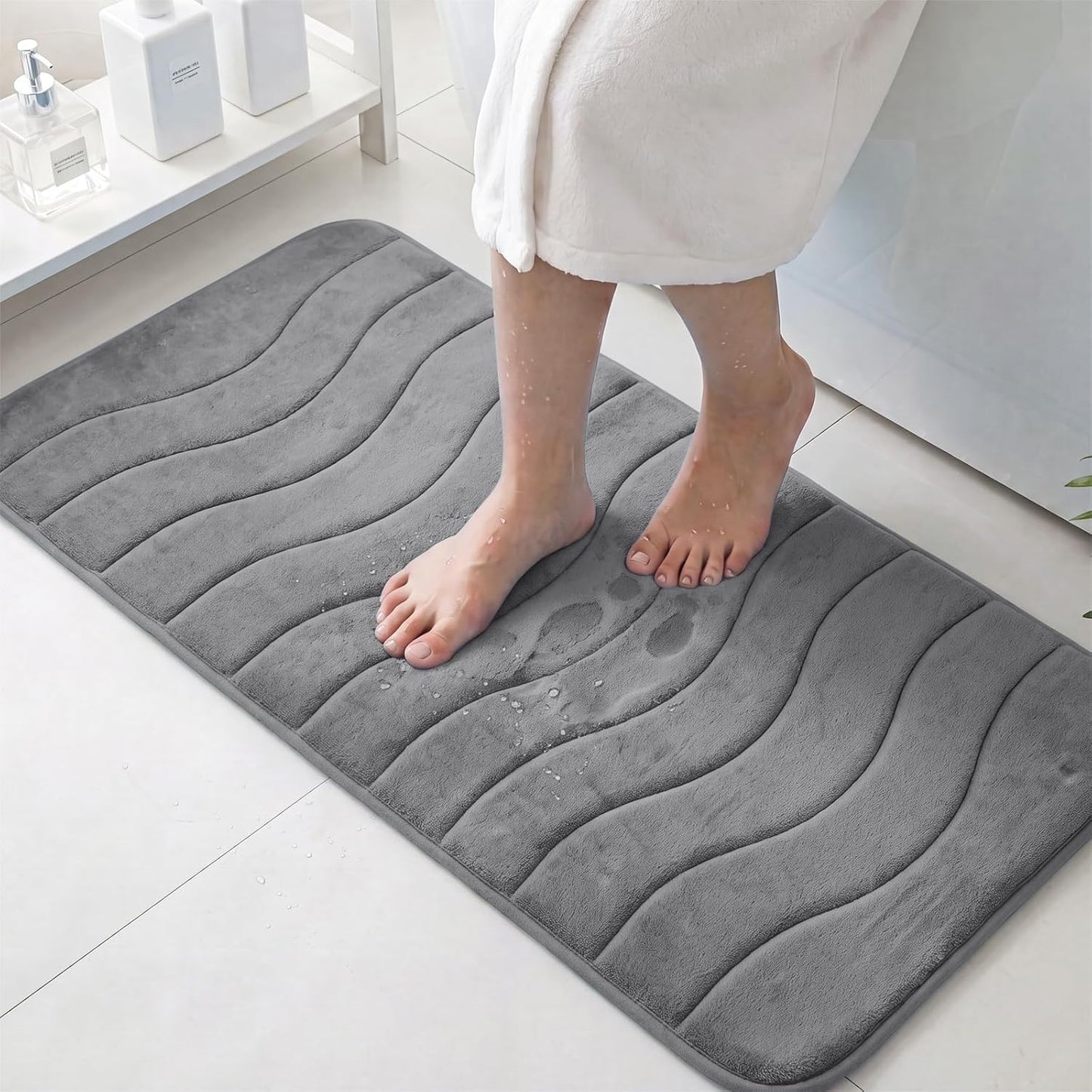 Alfombra baño espuma viscoelástica antiderrap 47x17 gris