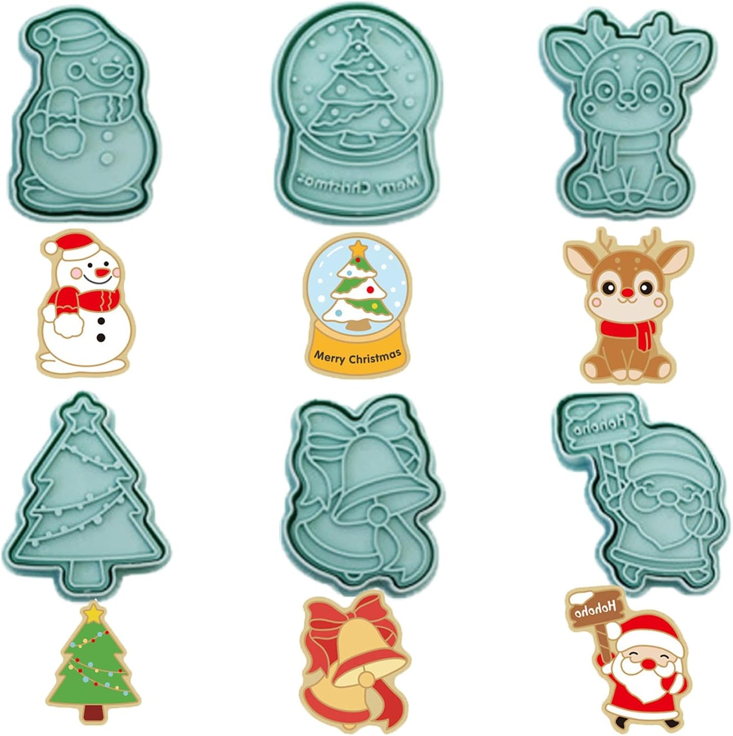 6 Cortadores Galletas Navidad 3D Papá Noel Árbol