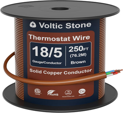 Cable termostato HVAC 18 AWG 5 conductores cobre sólido ETL CL3R