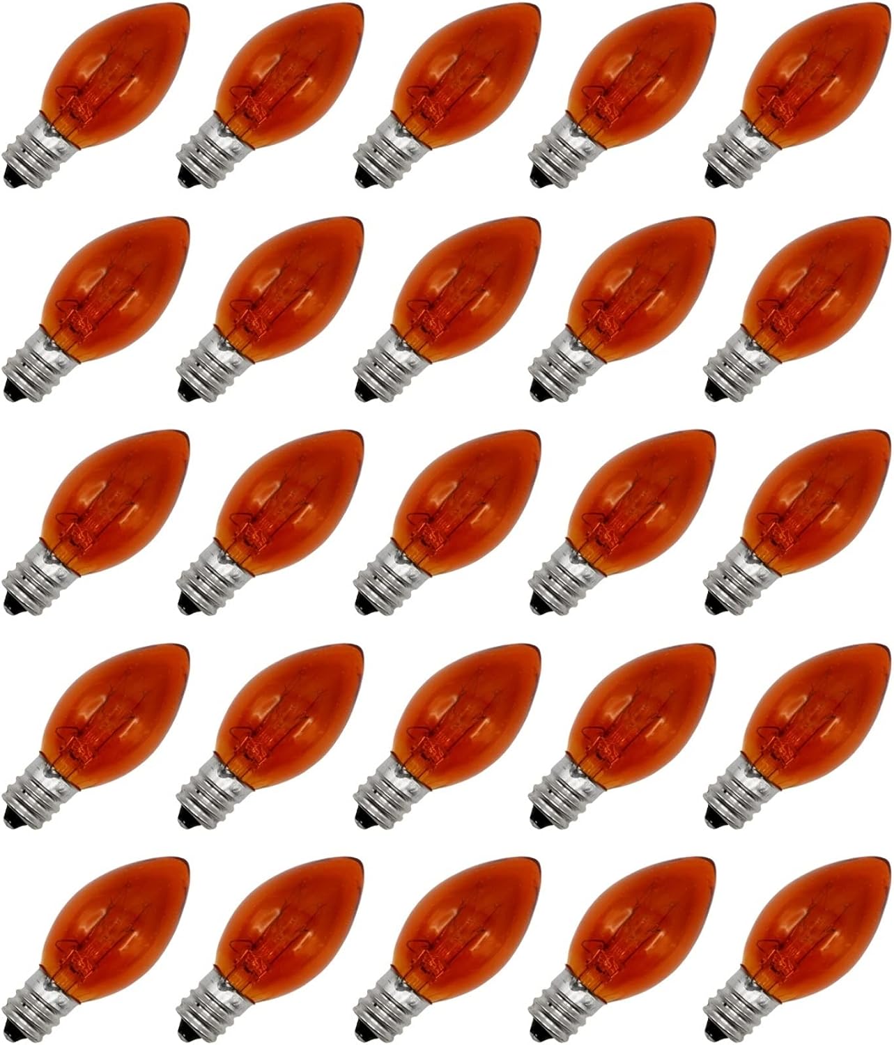 Caja 25 Focos C7 Luz Naranja 7W Candelabro Base