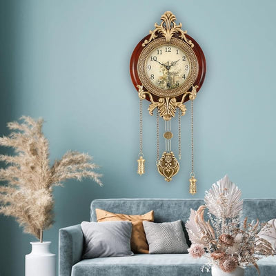 Reloj pared 9pulg estilo retro madera con péndulo