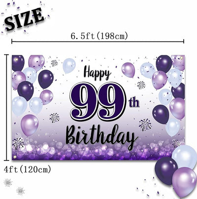 Decoración cumpleaños 99 globo morado cartel telón fondo