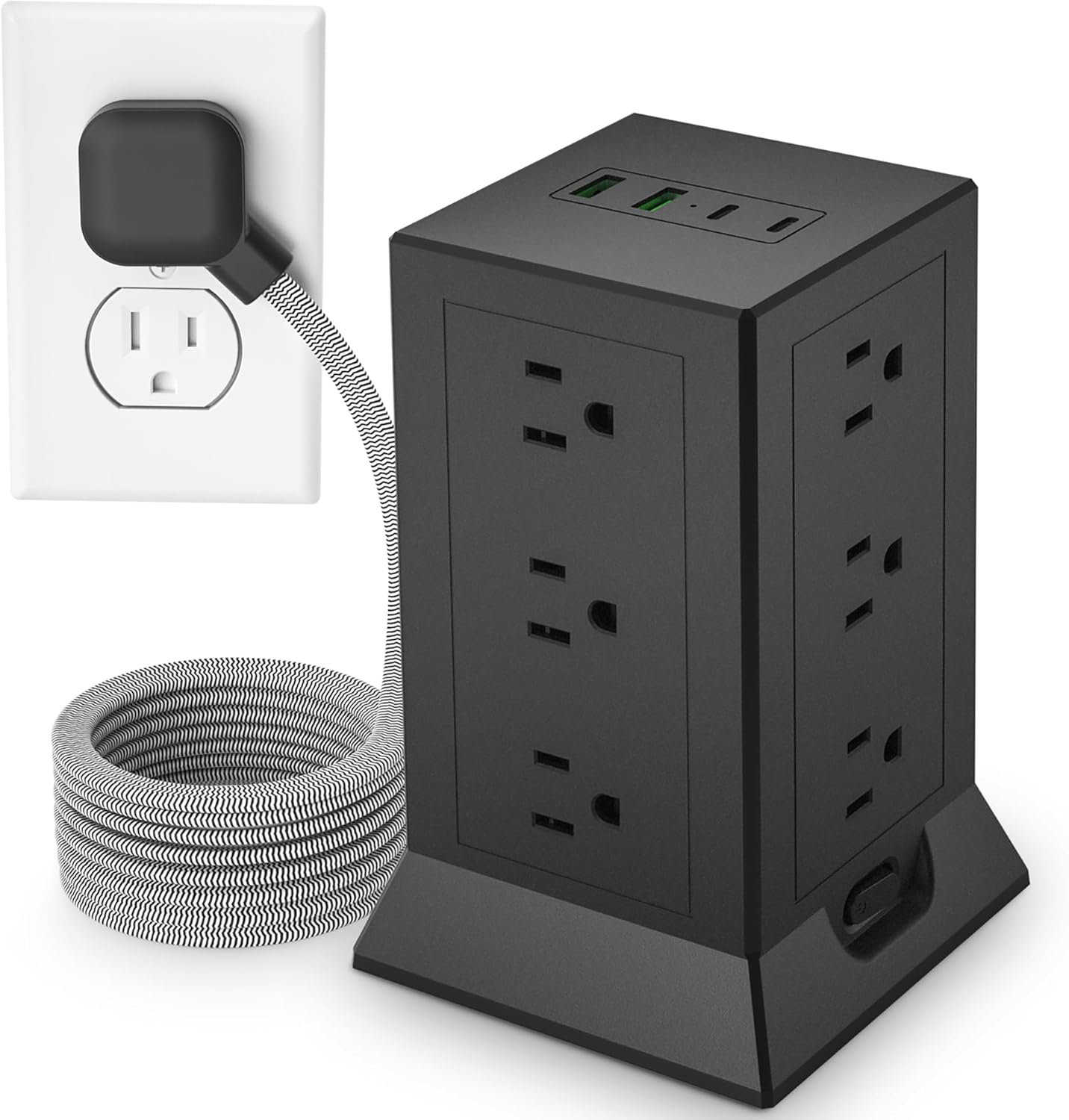 Regleta alimentación 12 salidas CA 4 USB C con proteccion