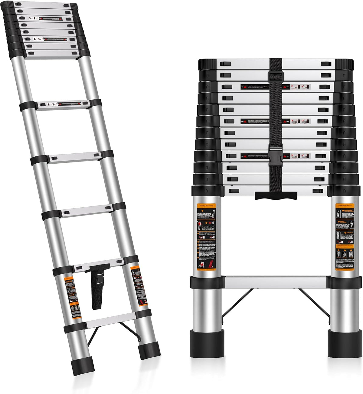 Escalera telescópica acero inox 12.5ft plegable 330lb