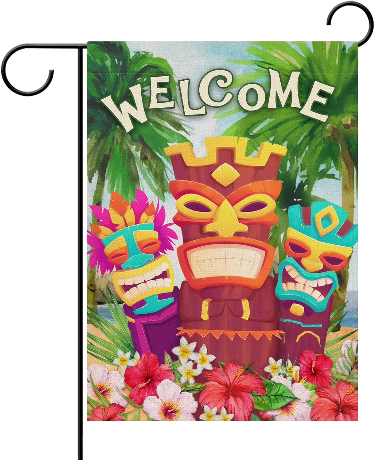 Bandera jardín tropical hibisco 12x18"