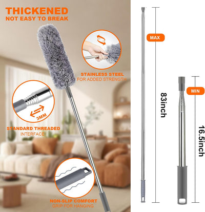 Plumero microfibra extensible 100pulg con 4 cabezales lavables