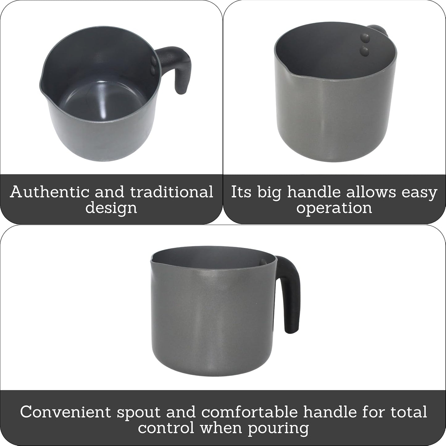 Olla leche antiadherente cerámica 1.3qt gris