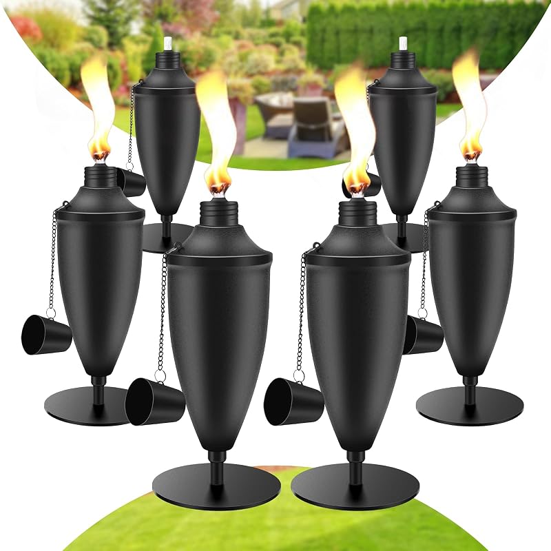 6 Linternas Metal Exteriores 22oz Recargable Con Mechas