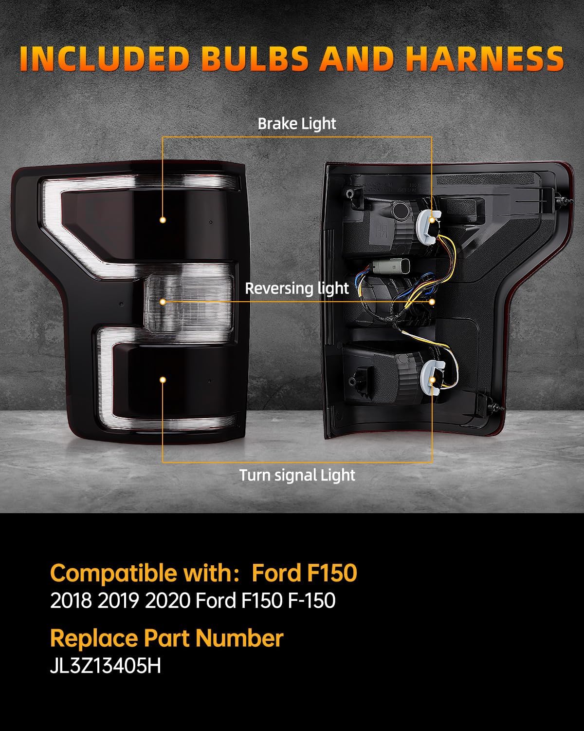 Luz trasera ahumada negra Ford F150 conductor incluye