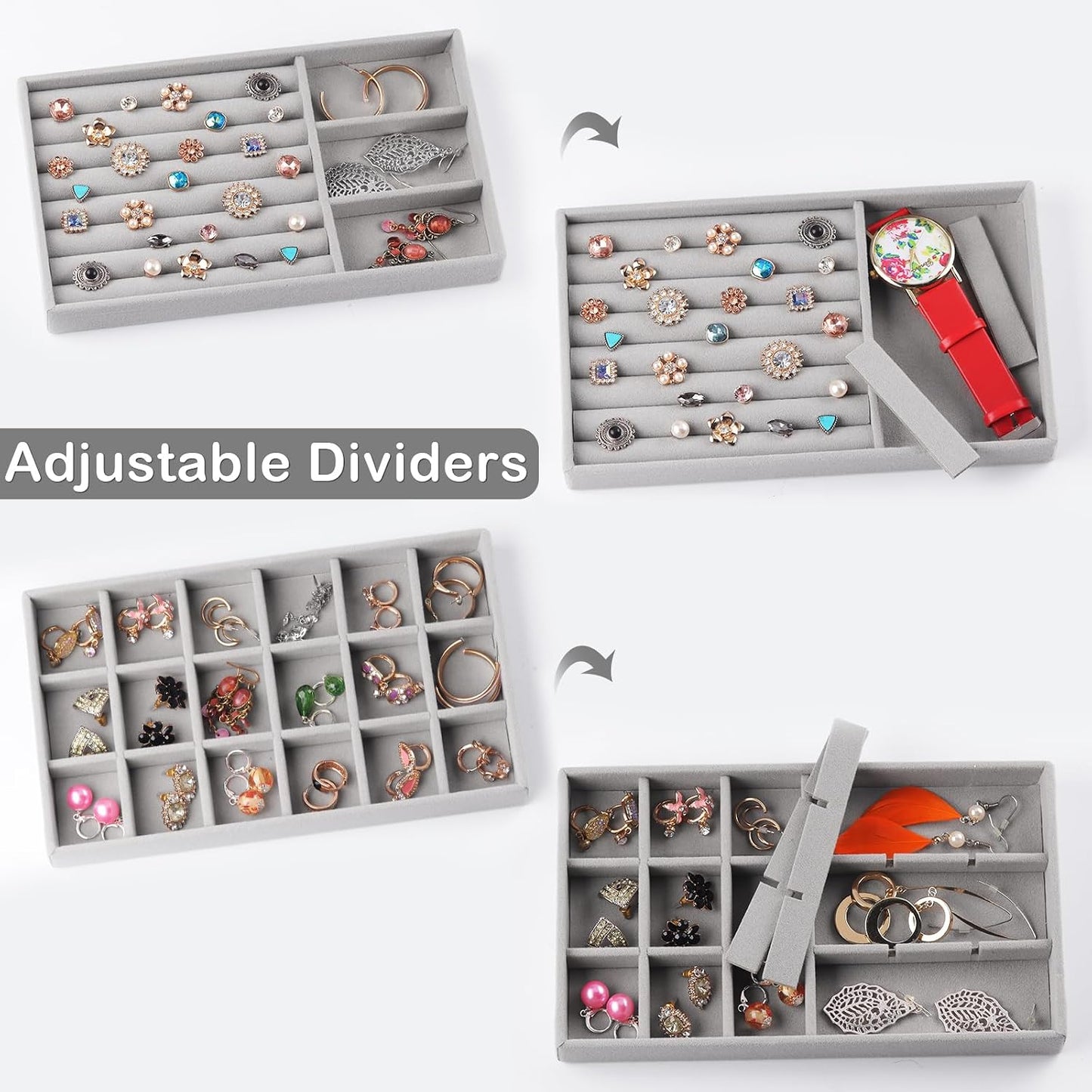 8 Pzas Organiz. Joyas Apilables para Cajones