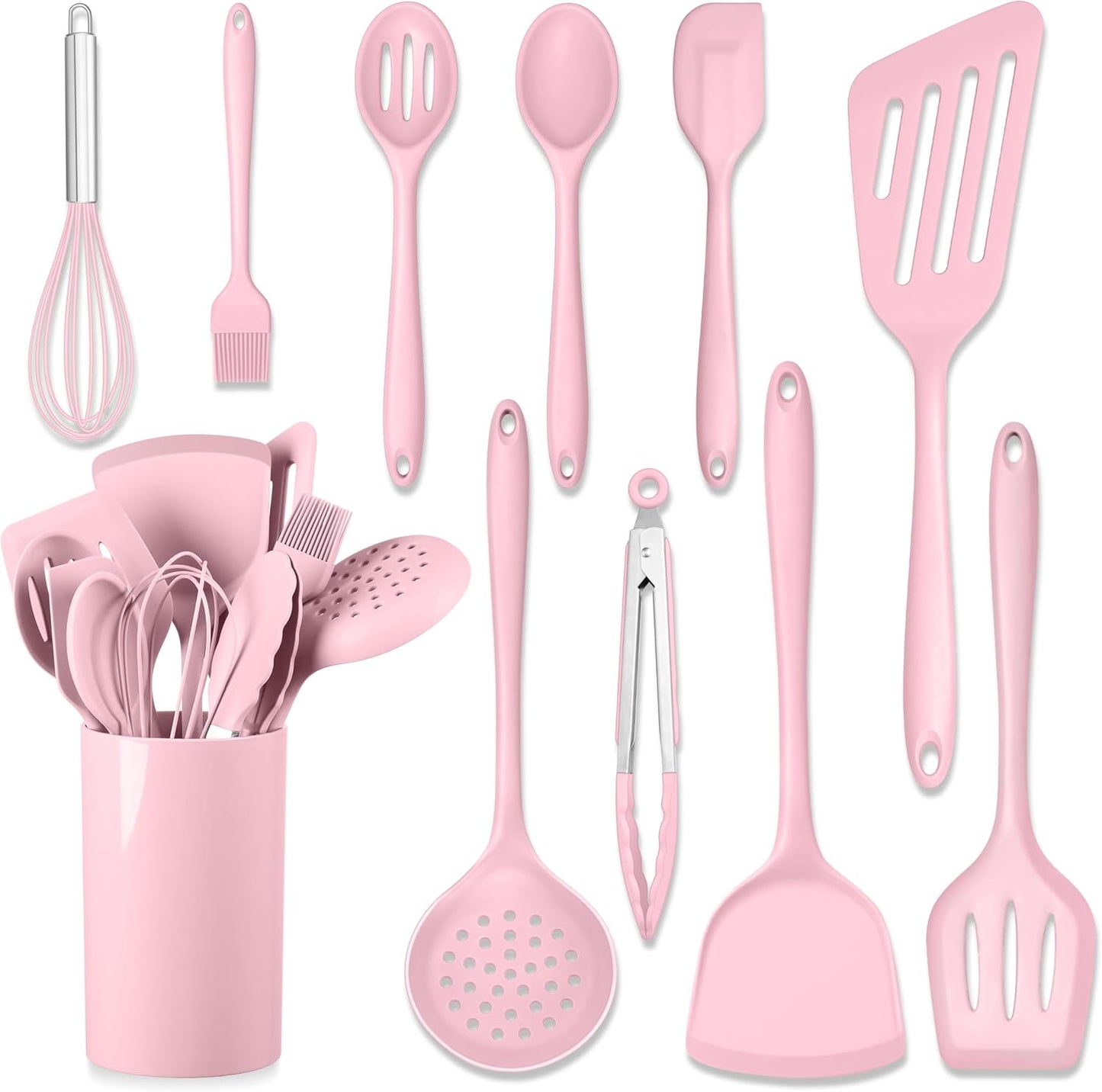 Set 11 Utensilios Silicón Antiadherente con Soporte