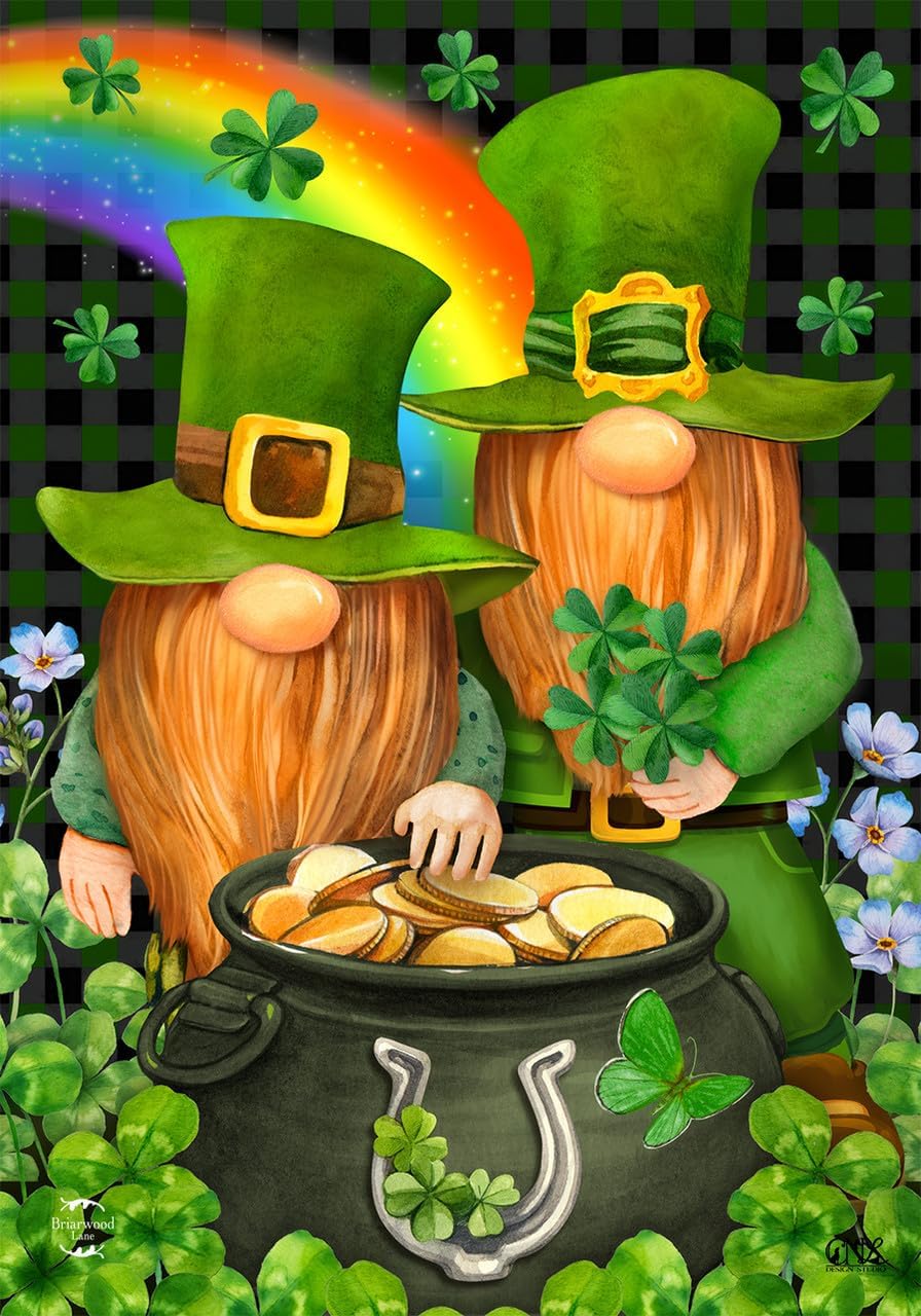 Bandera San Patricio Gnomos Irlandeses 28x40pulg