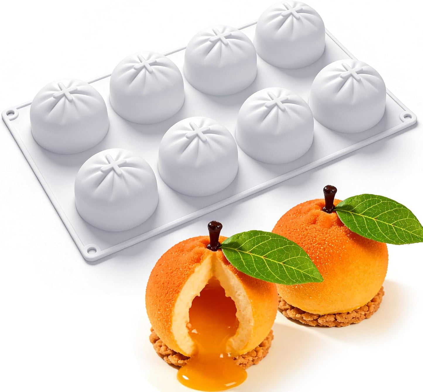Molde 3D naranja 8 cavidades silicona para pasteles y mousse