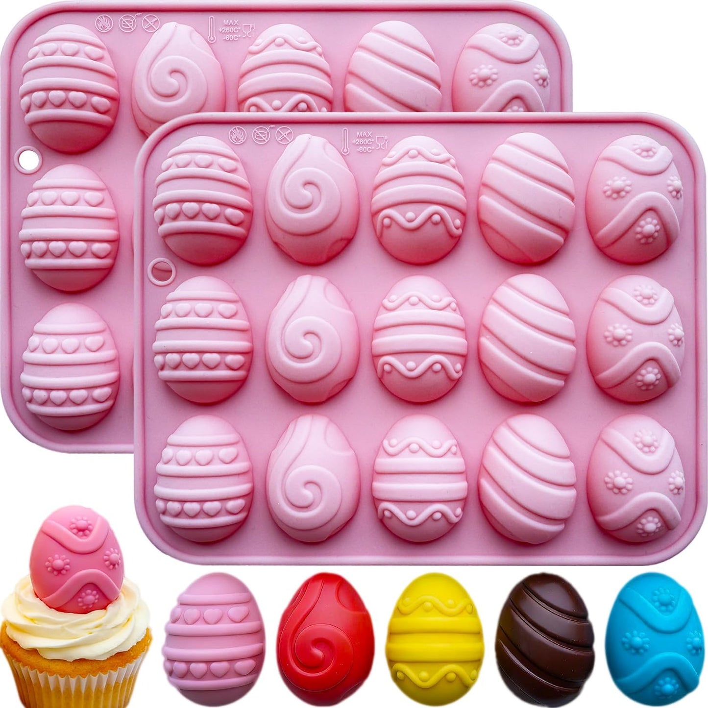 Moldes de huevo de Pascua de silicona para chocolate, gelatina y dulces