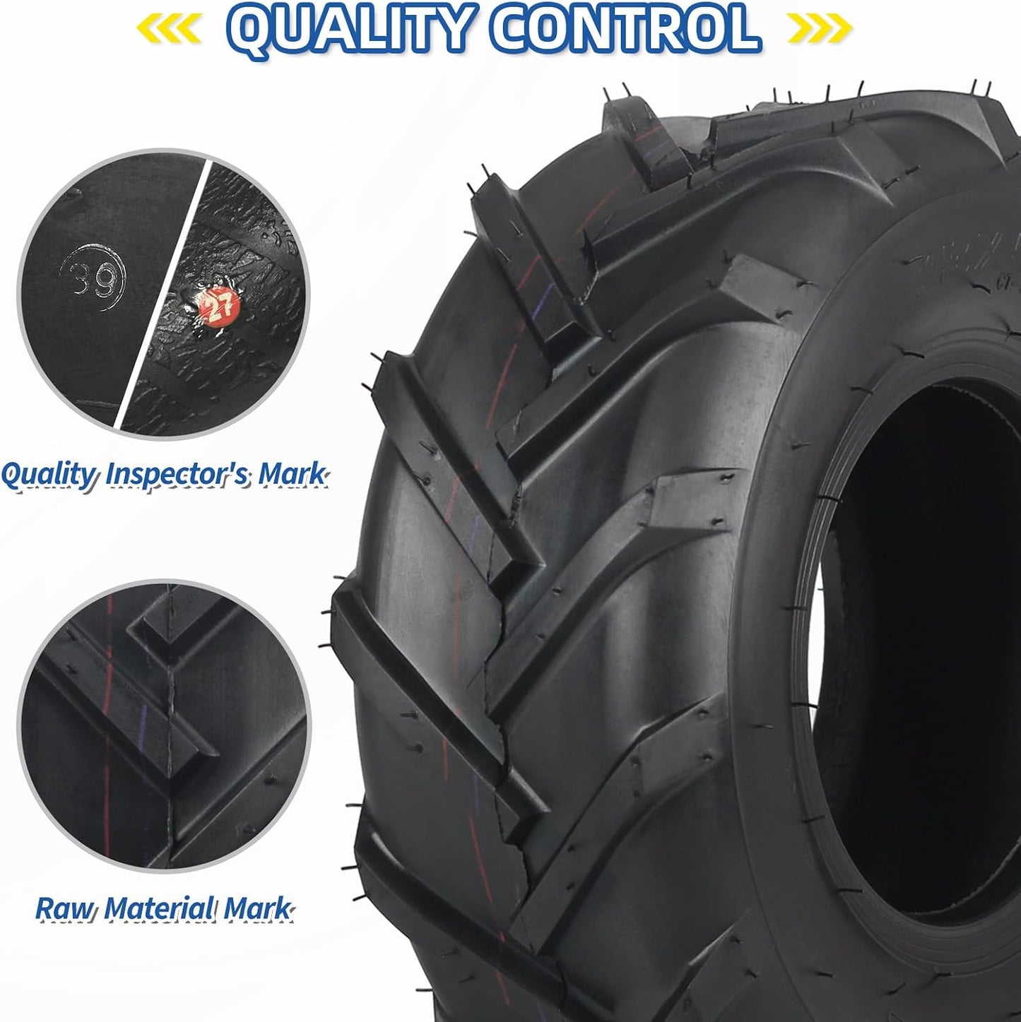 Neumático sin cámara 13x5-6 para tractor 2 capas súper orejeta