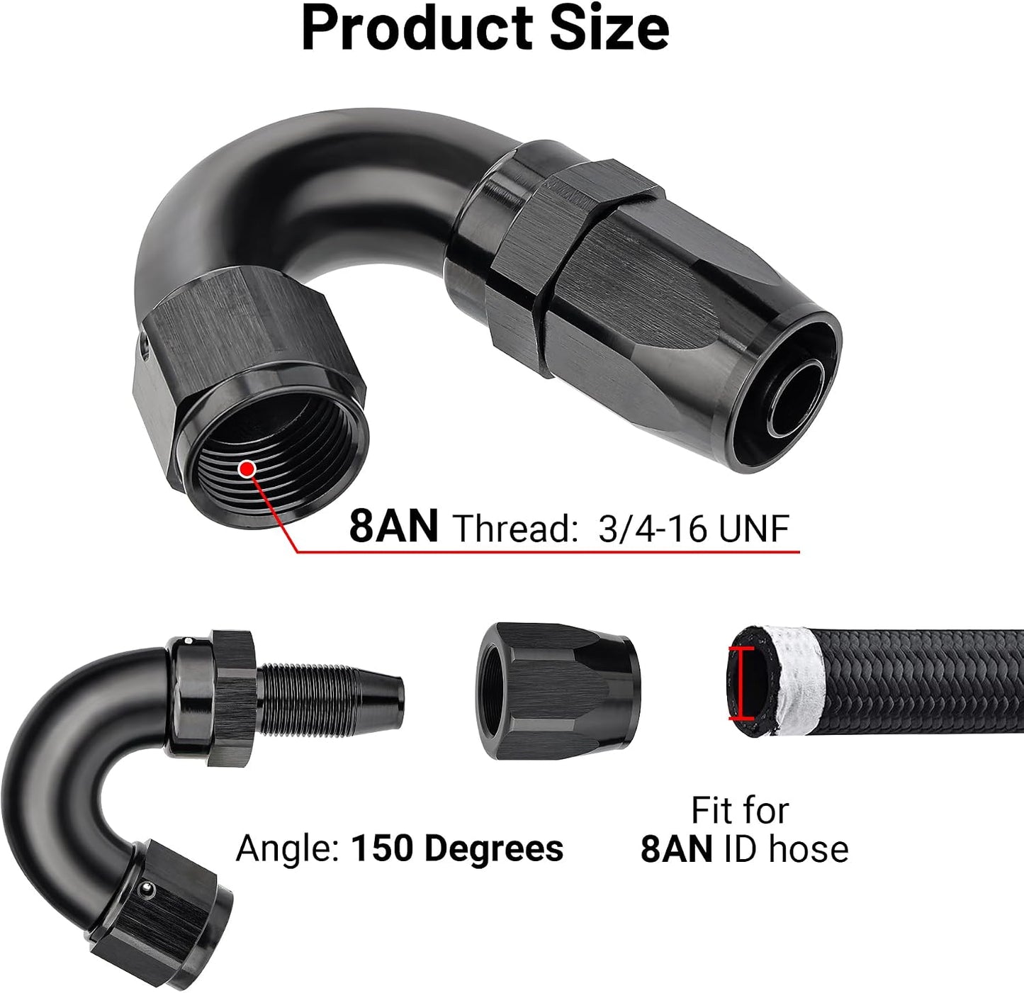Adaptador manguera giratorio 150 grados flujo completo