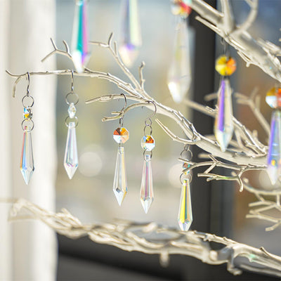 25 Pzas Cristales Colores con Ganchos para Candelabros