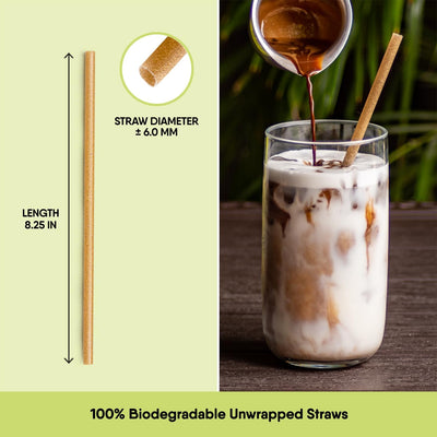 300 Popotes Biodegradables 8.25pulg Fibra Vegetal