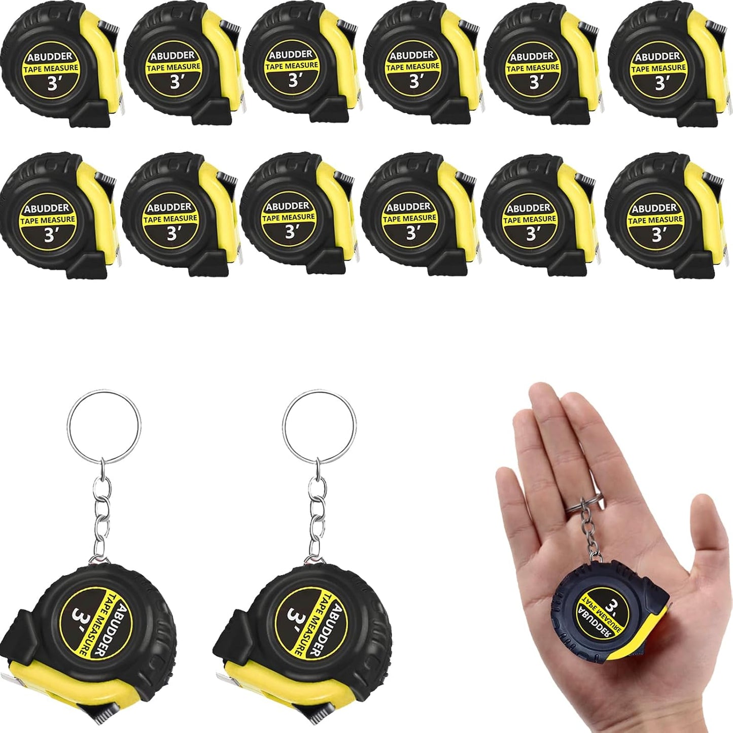 30 Llaveros Cinta Métrica Retráctil 3pies Amarillo