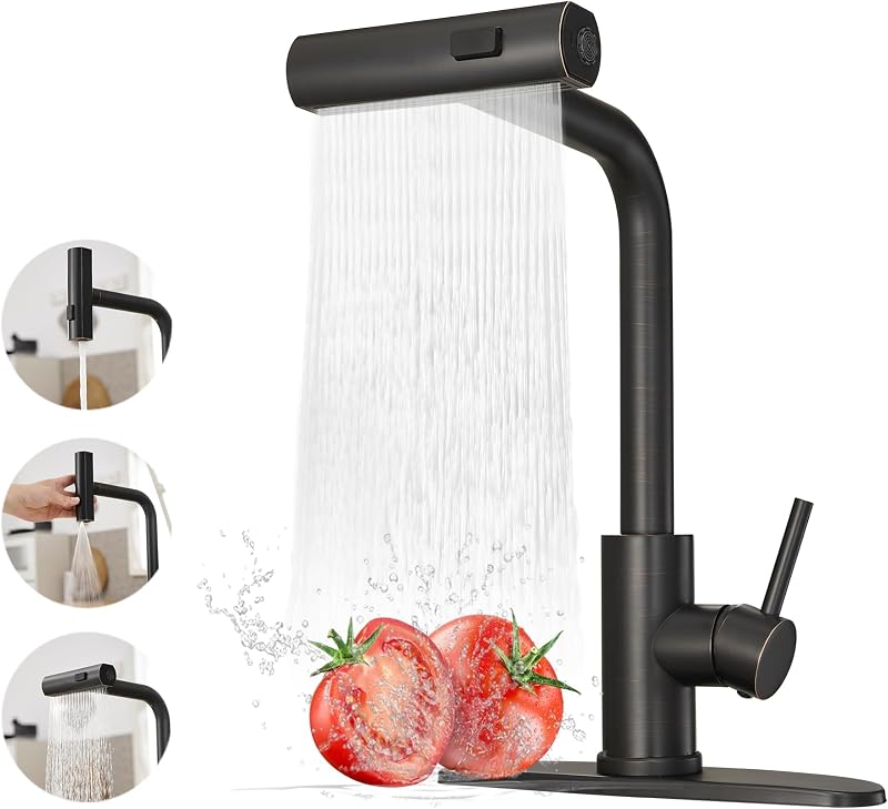 Grifo cocina acero inox rociador desplegable 3 funciones