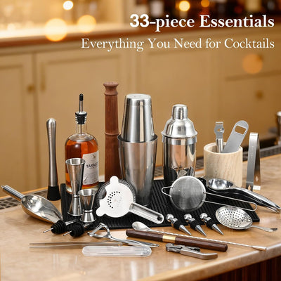 Kit barman 33 pzas acero inox exprimidor pala hielo vaso
