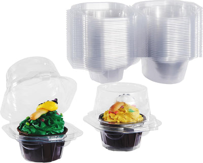 25 Cajas PET Transparentes Plegables para Cupcakes