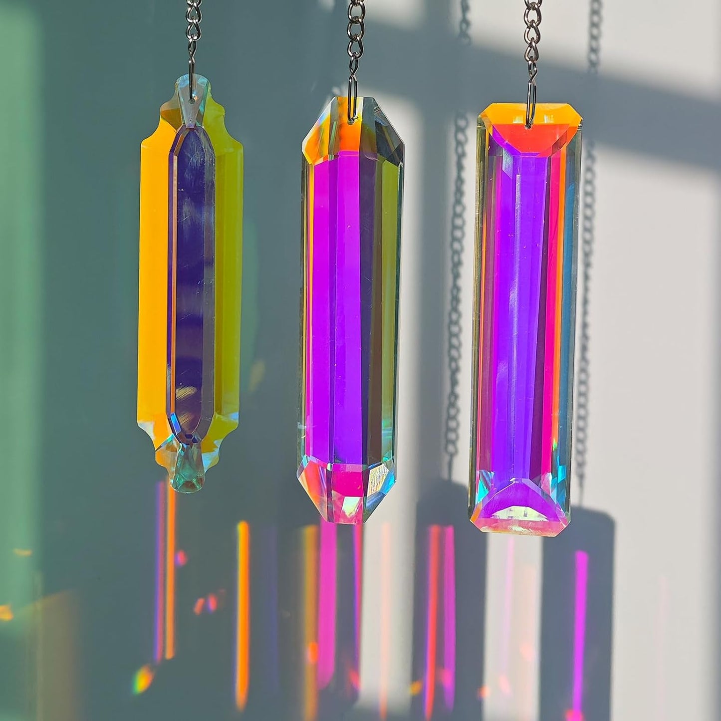 3 Prismas Cristal 5" Atrapasoles Colgantes Decoración
