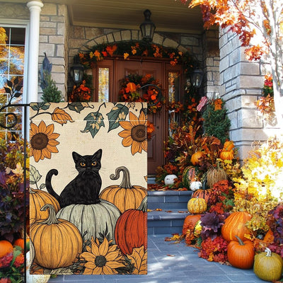 Bandera jardín calabaza otoño 12x18pulg arpillera doble cara