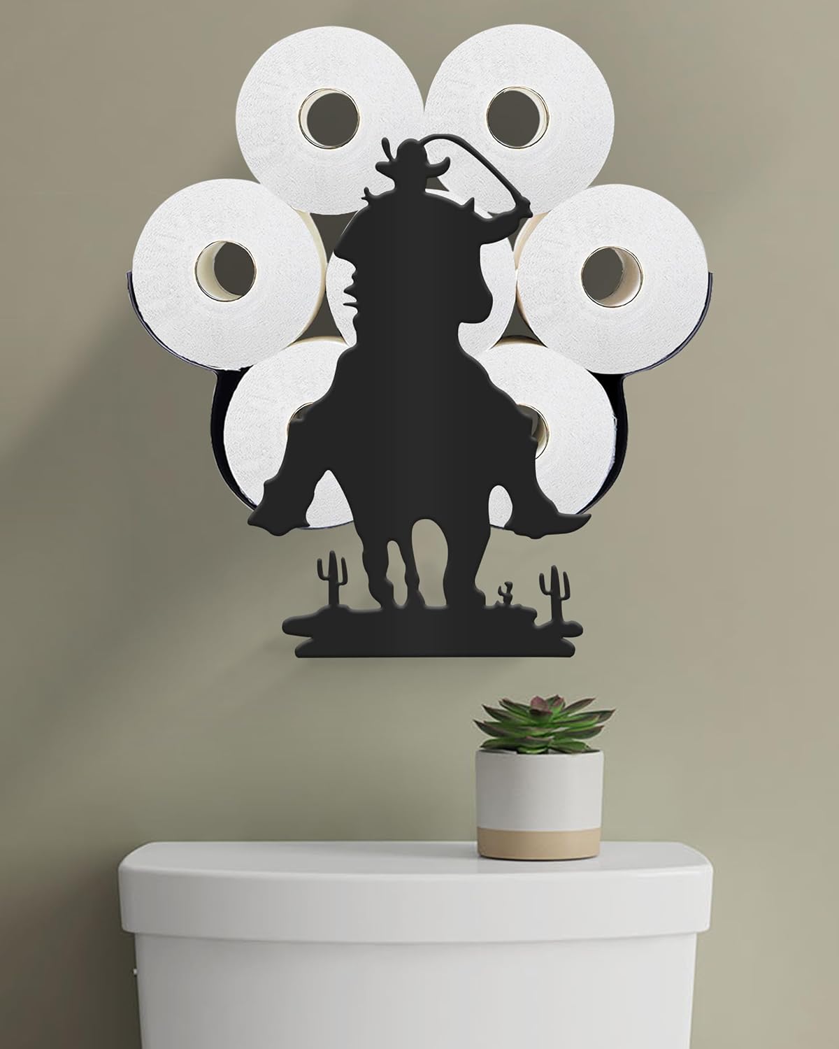 Soporte papel higiénico vaquero 8 rollos pared decorativo