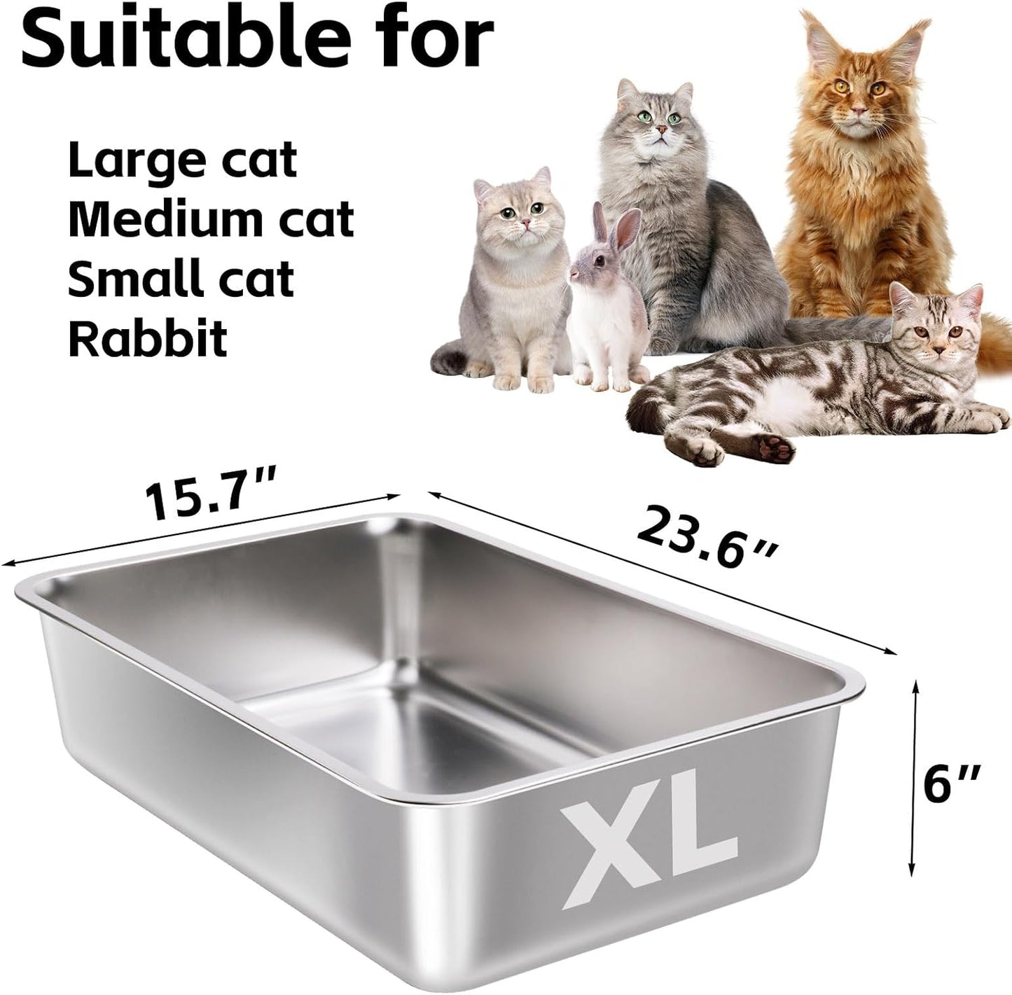 Caja arena acero inox set 4 para gatos grandes