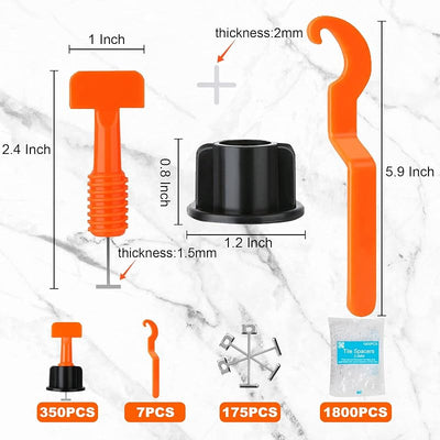 Kit nivelación azulejos 350 niveladores 1/16pulg 1800 clips cuñas acero