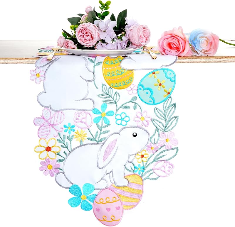 Camino mesa bordado floral mantel 13.7x34.6pulg