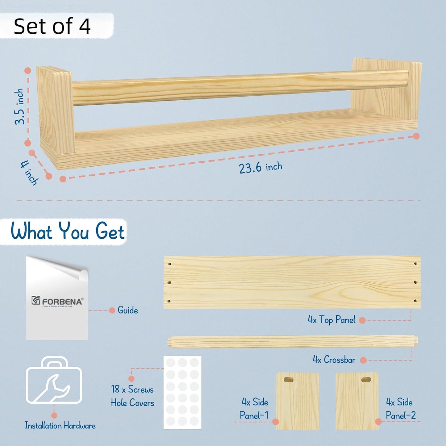 Estantería madera librero pared 24" bebé adolescente