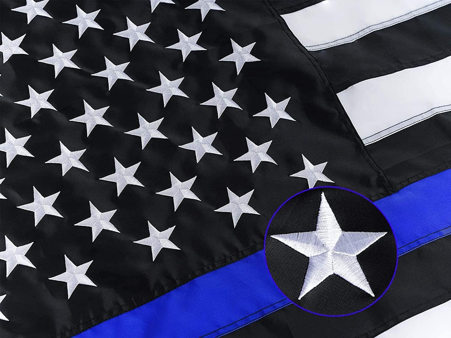 Bandera azul 5x8" estrellas bordadas latón