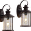 2 Faroles Pared Exteriores 13.75" Vidrio Transparente Bronce