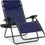 Silla reclinable patio plegable con portavasos cojín azul