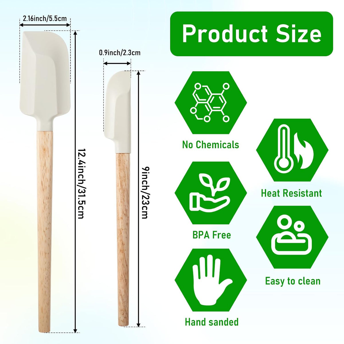 Set 2 Espátulas Silicona Blanca Mango Madera Chef