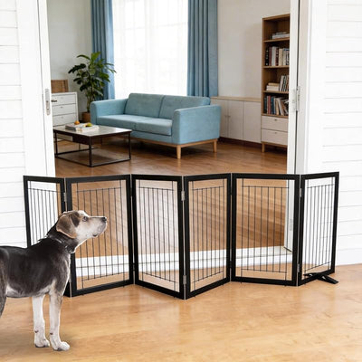 Puerta plegable para perros interiores de madera ancha color