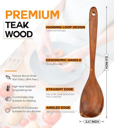 Cucharas y espátulas de madera teca natural buen agarre