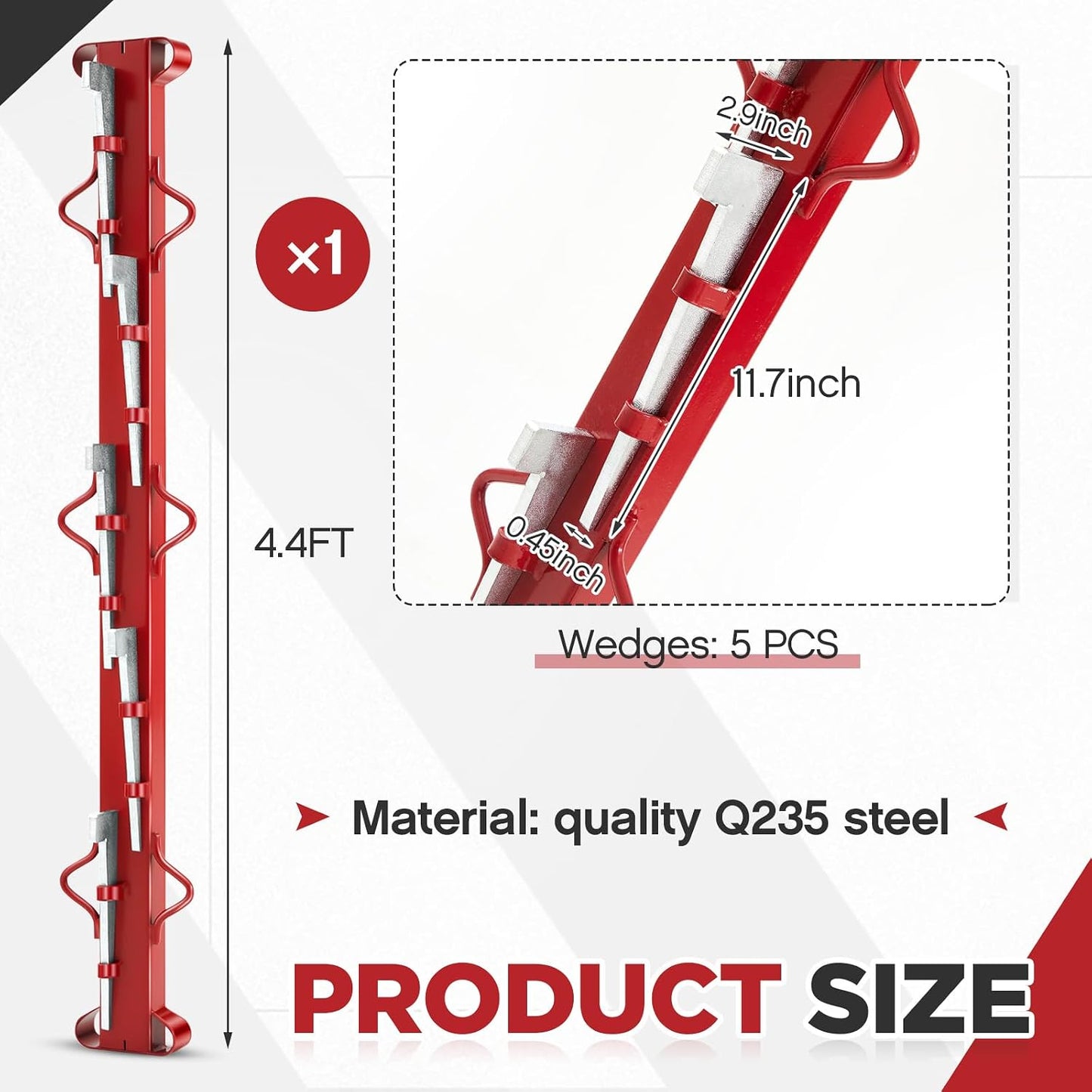 Ensanchador valla alambre tejido 4ft con 5 cuñas acero rojo