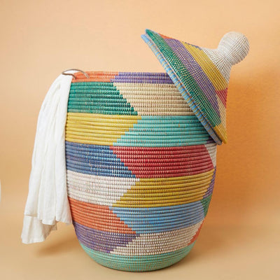 Cesta decorativa tejida a mano Senegal 20x26pulg