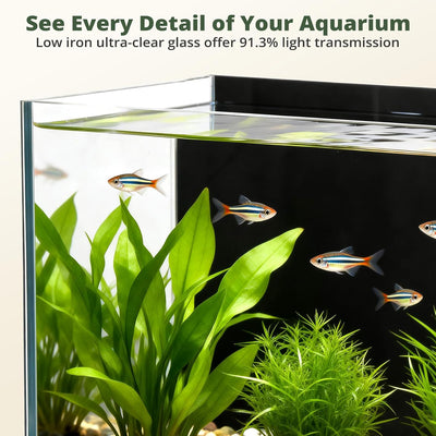 Acuario nano 2.5gal vidrio transparente luz LED filtro tapa