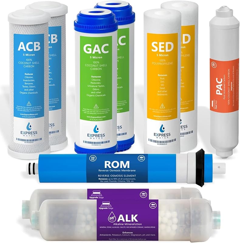 Set 10 filtros RO 50 GPD 10" para ósmosis inversa alcalina