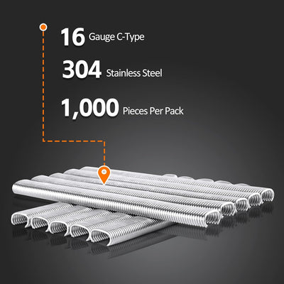 Grapas anillo 16 1/2x5/8 pulg acero inox 3000uds