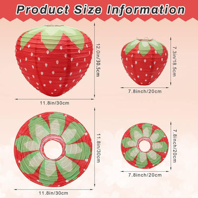 Faroles fresa colgantes 8 y 12pulg decoración fiesta rojo